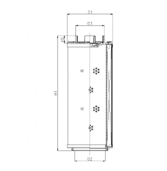 FILTREC Filterelement für Rücklauffilter RHR110G05B6/AB1 Zeichnung