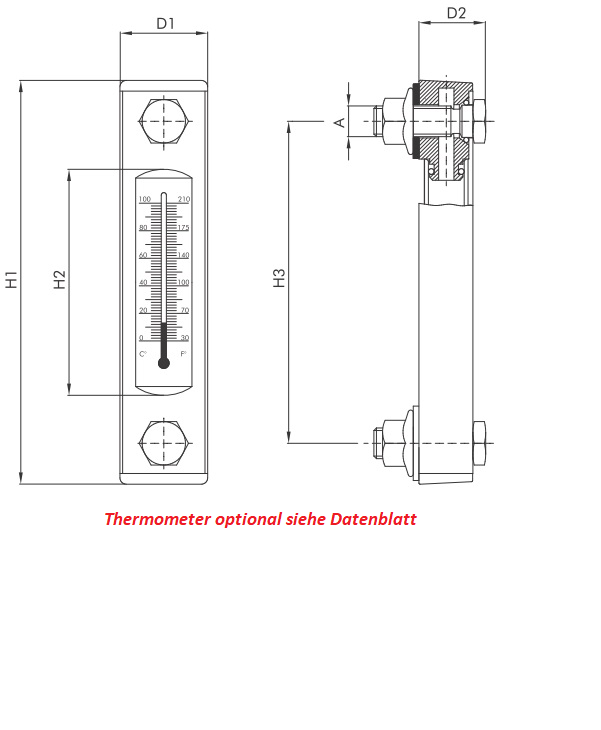 FILTREC Ölschauglas FL3TM12 Zeichnung