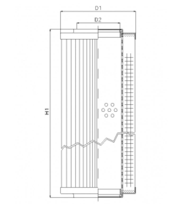 FILTREC Filterelement für Rücklauffilter RVR10045E20B Zeichnung