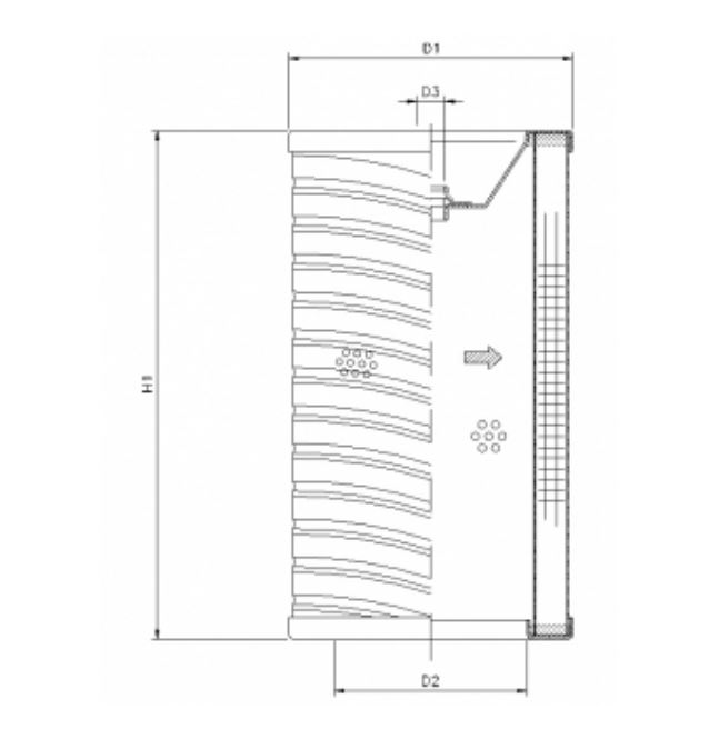 FILTREC Filterelement für Rücklauffilter R753G25P Zeichnung
