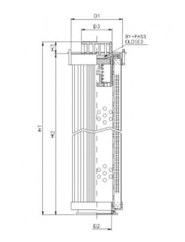 FILTREC Hydraulikfilterelement (Rücklauffilter) RHR160G10B0/AB1 Zeichnung