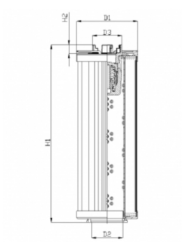 FILTREC Hydraulikfilterelement (Rücklauffilter) RHR330S25B3/AB1 Zeichnung