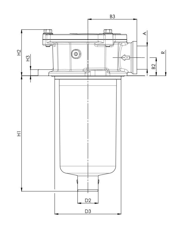FILTREC Leitungsfiltergehäuse (Rücklauffilter) FRTR130000BB60C000 Zeichnung