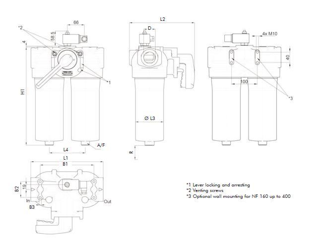 FILTREC Leitungsfiltergehäuse (Druckfilter) FDD040XD100000BB5DS000S0 Zeichnung