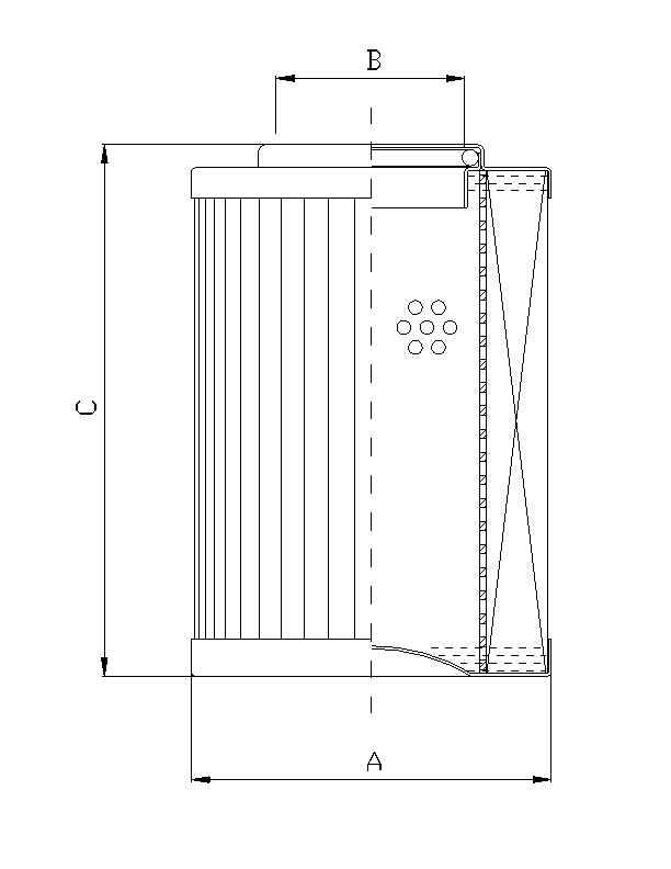 FILTREC Filterelement für Druckfilter DVD20013E20B Zeichnung