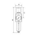 RIEGLER Filterregler »FUTURA«, PC, SK, Mano, BG 4, G 1, 0,5-8 bar, VA, Zeichnung