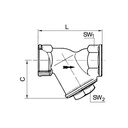 RIEGLER Schmutzfänger, Messing blank, G 1 1/4, DN 32, MW 0,5 mm_3
