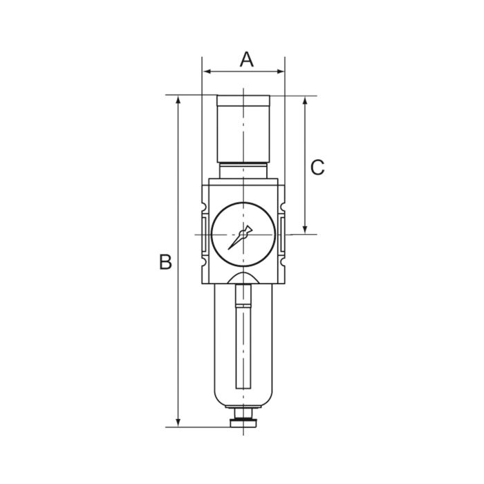 RIEGLER Filterregler »FUTURA«, PC, SK, Mano, BG 1, G 1/4, 0,1-2 bar, HA, Zeichnung