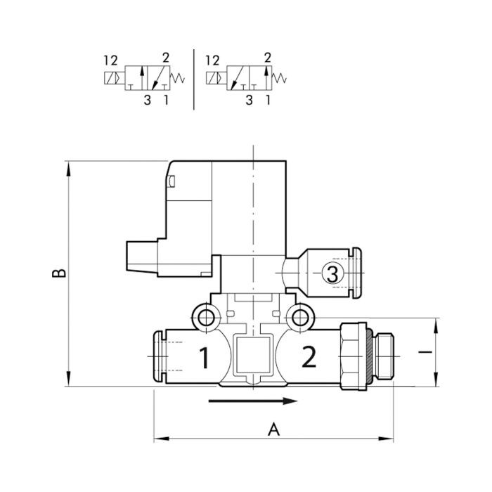 RIEGLER 3/2-Wege-Magnetventil, geführte Entl. Schl.-Gew. G1/8 Schl.8 NC_1