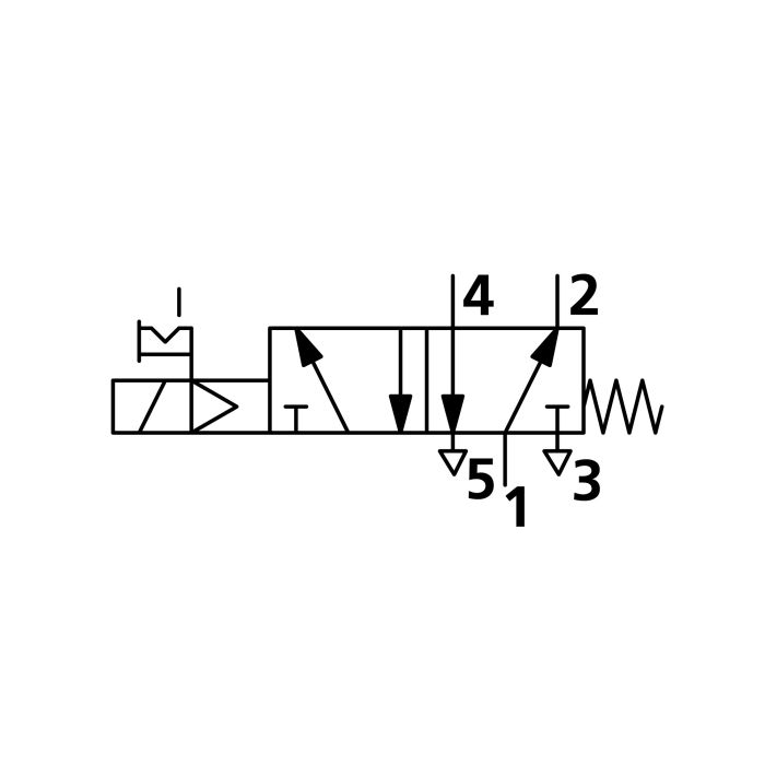 RIEGLER 5/2-Wegeventil, elektropneumat., monostabil, G 3/8, 24 V DC, Zeichnung