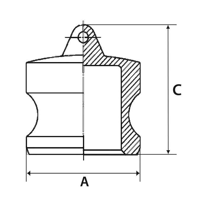 RIEGLER Kamlok-Verschlussstecker, Typ DP, ES 1.4401, 1 1/4, Stecker-Ø 46_1