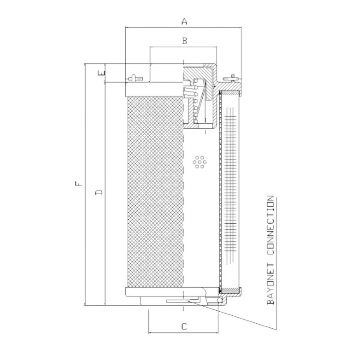 FILTREC Ersatzfilterelement für Hydac 2600R020BN3HC_Zeichnung