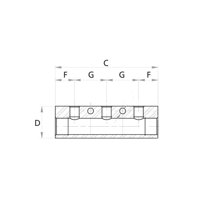 RIEGLER Verteilerleiste, Abgänge einseitig, Eingang 2x3/8, Ausgang 3x1/4_3