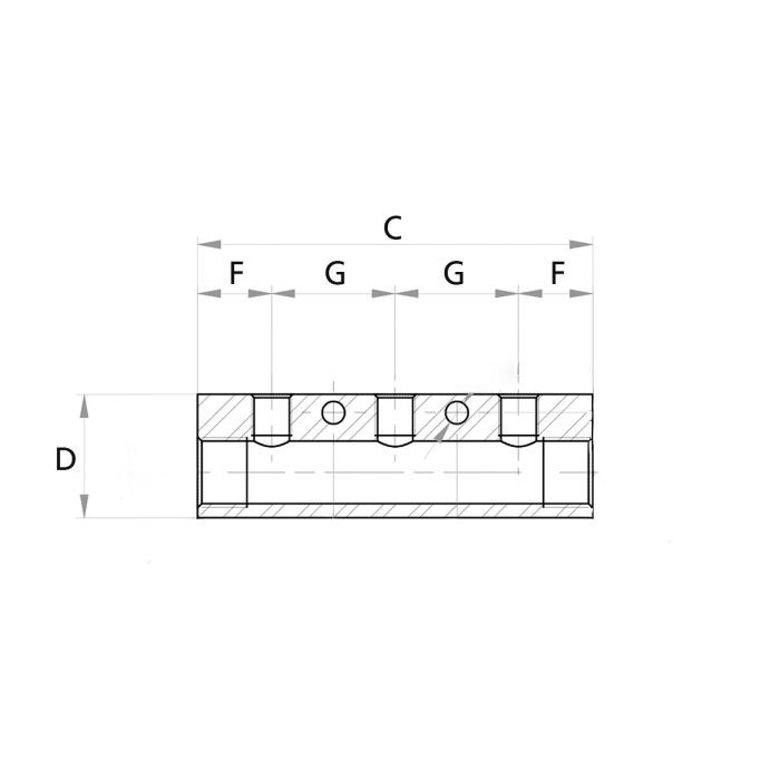 RIEGLER Verteilerleiste, Abgänge einseitig, Eingang 2x3/8, Ausgang 4x1/4_3