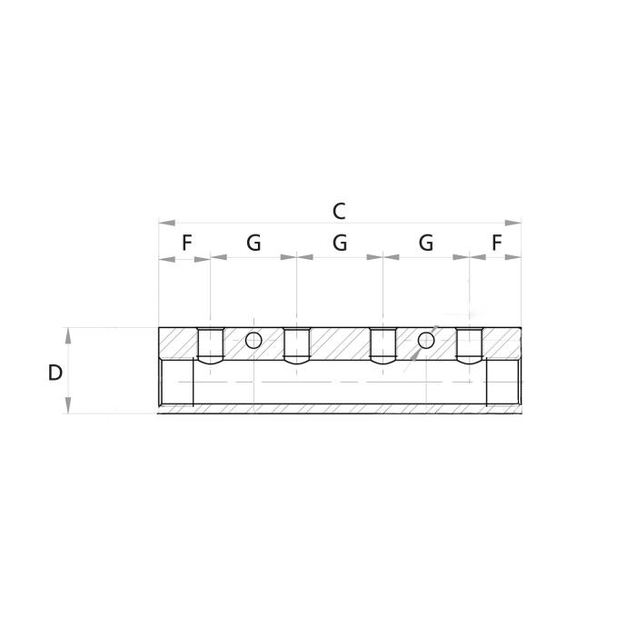 RIEGLER Verteilerleiste, Abgänge einseitig, Eingang 2x1/2, Ausgang 4x1/4_3