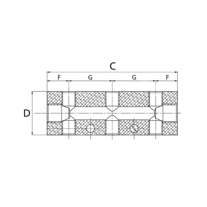 RIEGLER Verteilerleiste, Abgänge beidseitig, 2 x 1/4, 3 + 3 x 1/8, Alu_3