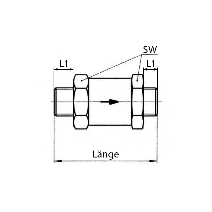 RIEGLER Rückschlagventil, Durchgangsform, MS, G 1 AG, 0,1 - 0,2 bar_1