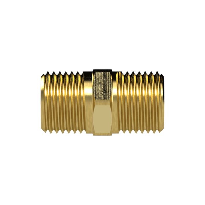 RIEGLER Doppelgewindenippel, R 3/8 a., R 3/4 a., SW 28, Messing_2
