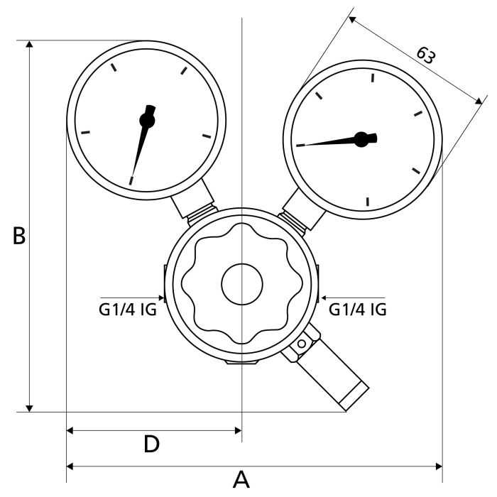 RIEGLER Leitungsdruckregler 300 bar, inkl. Mano, G 1/4 IG, 1 - 60 bar_3