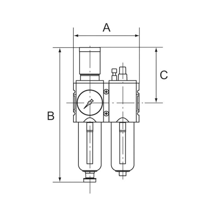 RIEGLER Wartungseinheit 2-tlg. »FUTURA«, PC, BG 4, G 1, 0,5 - 10 bar, HA_3