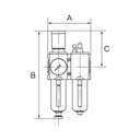 RIEGLER Wartungseinheit 2-tlg. »FUTURA«, MBeh., BG1, G 1/4, 0,2-4 bar, HA_1