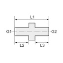 RIEGLER Doppelgewindenippel, G 1/4 a. LH, G 3/8 a. LH, SW 19, Messing_1