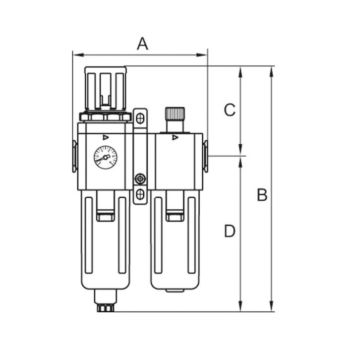 RIEGLER Wartungseinheit 2-tlg. »GA«, PC-Beh., BG 300, G3/8, 1,5-9 bar, VA_1