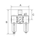 RIEGLER Wartungseinheit 3-tlg. »FUTURA«, PC, BG 2, G 1/2, 0,5 - 8 bar, HA_1