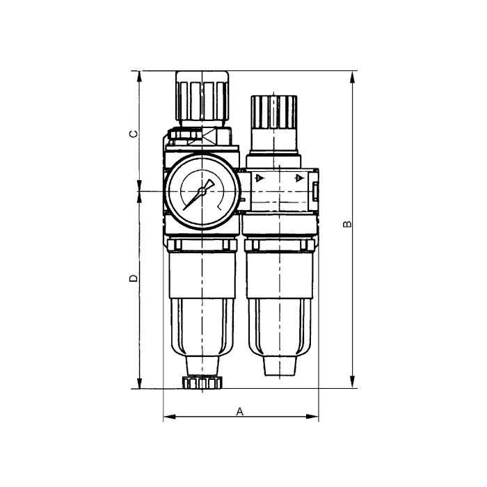 RIEGLER Wartungseinheit 2-tlg. »multifix-mini«, mit PC-Behälter, G 1/8_1
