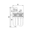 RIEGLER Wartungseinheit 2-tlg. »multifix«, mit PC-Behälter, BG 3, G 1/2_3
