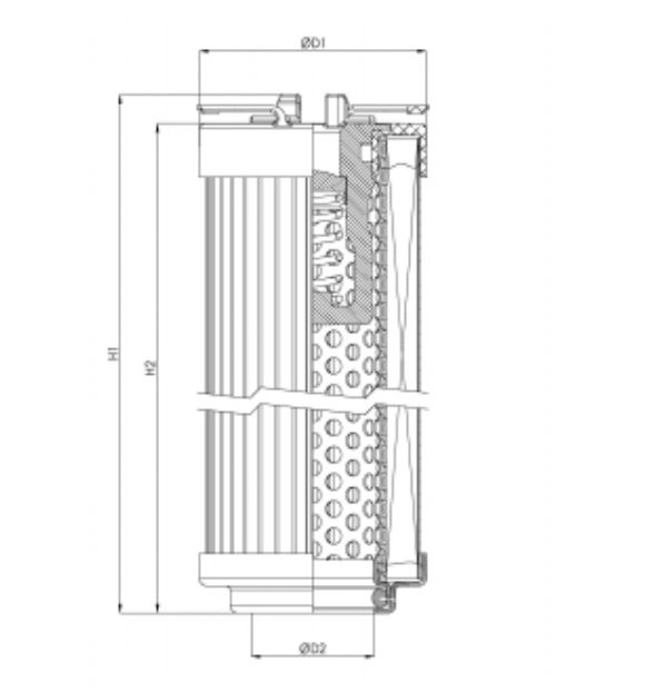 FILTREC Hydraulikfilterelement (Rücklauffilter) R101C10B Zeichnung