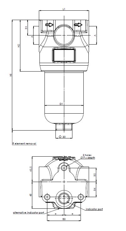 FILTREC Leitungsfilter (Druckfilter) FH420D121G10ABB4D0S000S0 Zeichnung