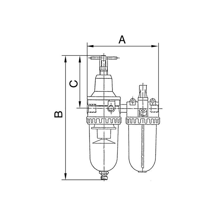 RIEGLER Wartungseinheit 2-tlg. »Standard«, mit PC-Behälter, BG 3, G 1/2_3