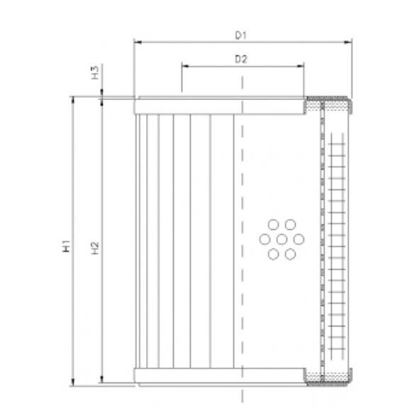 FILTREC Filterelement für Rücklauffilter R320C10 Zeichnung
