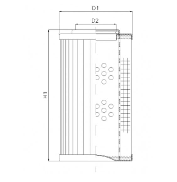 FILTREC Filterelement für Rücklauffilter R281G25 Zeichnung