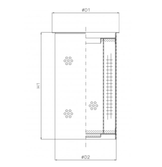 FILTREC Hydraulikfilterelement (Rücklauffilter) R102T25B Zeichnung