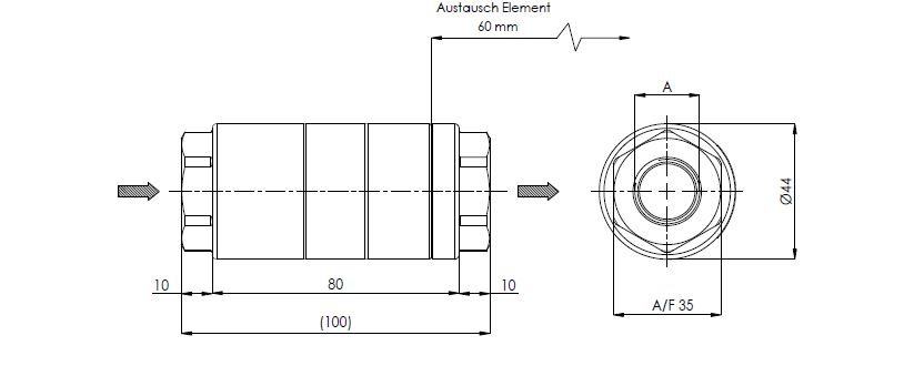 FILTREC Hydraulikfilter (Inline) FLC1S40BB1 Zeichnung