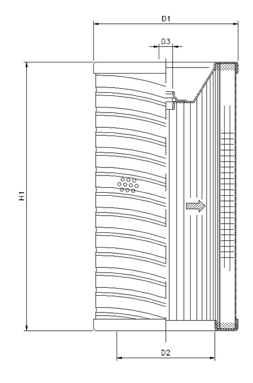 FILTREC Filterelement für Rücklauffilter R271T25 Zeichnung