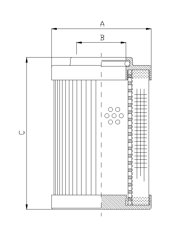 FILTREC Filterelement für Druckfilter DHD990H10B/ESD Zeichnung