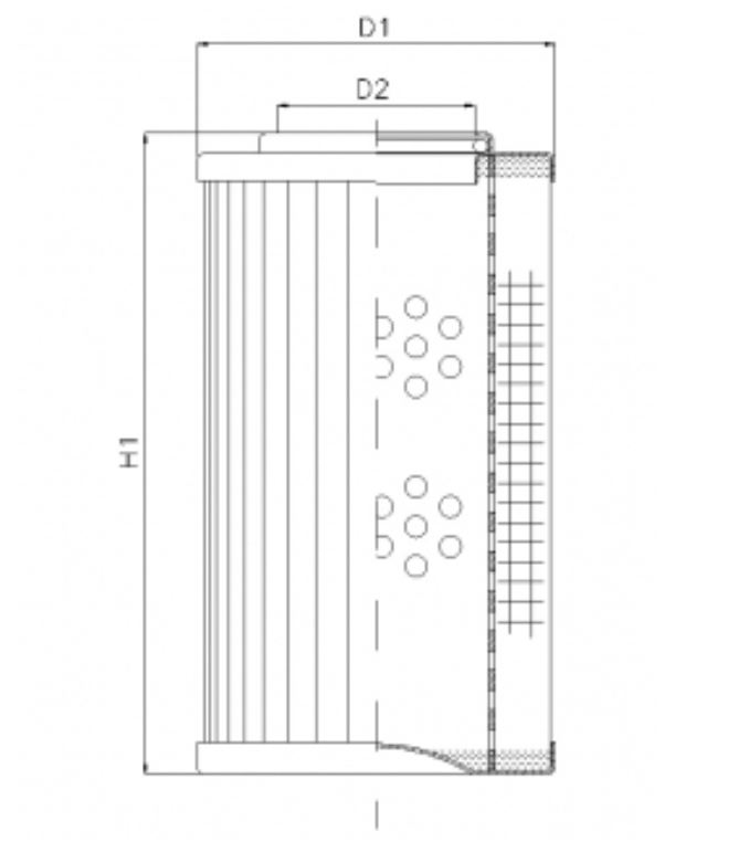 FILTREC Filterelement für Rücklauffilter R293G25 Zeichnung