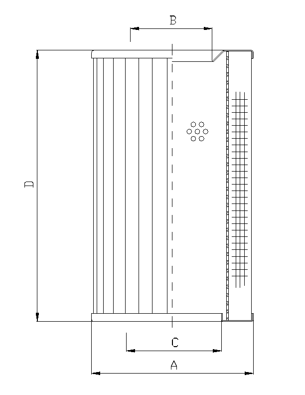 FILTREC Filterelement für Rücklauffilter RVR1225B25B Zeichnung