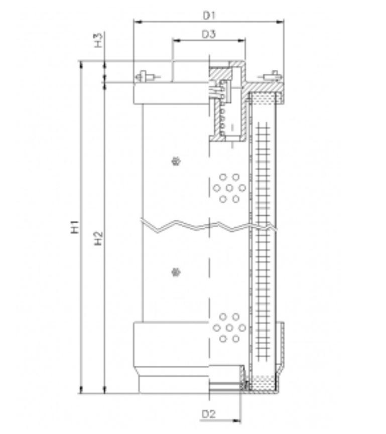 FILTREC Hydraulikfilterelement (Rücklauffilter) RHR270G20B3/AB1 Zeichnung