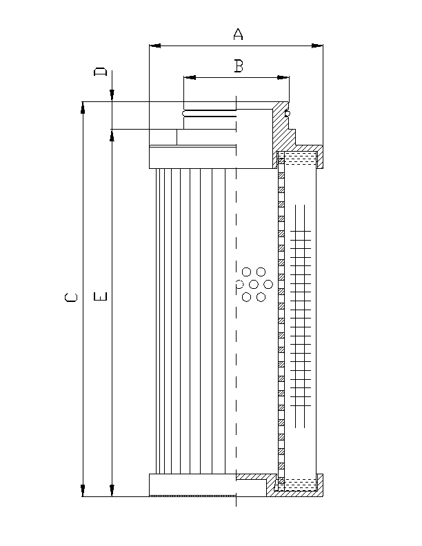 FILTREC Filterelement für Druckfilter D720G25B Zeichnung