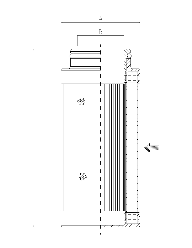 FILTREC Filterelement für SF-Filter HY20481 Zeichnung
