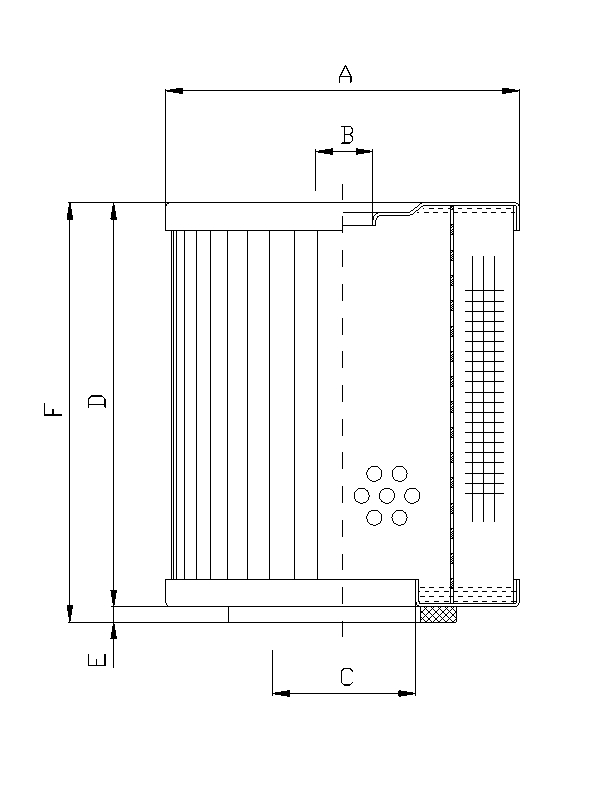 FILTREC Filterelement für Druckfilter D240T25 Zeichnung