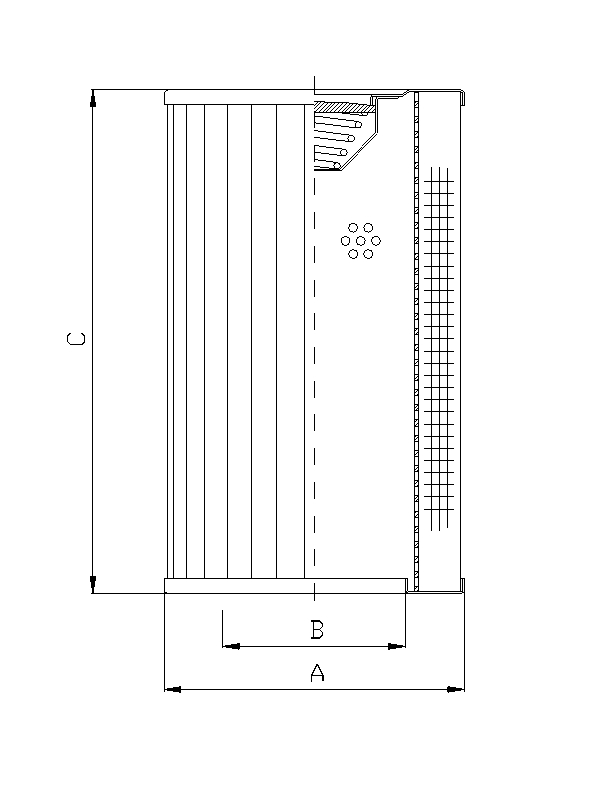 FILTREC Filterelement für Rücklauffilter RVR500B25B Zeichnung