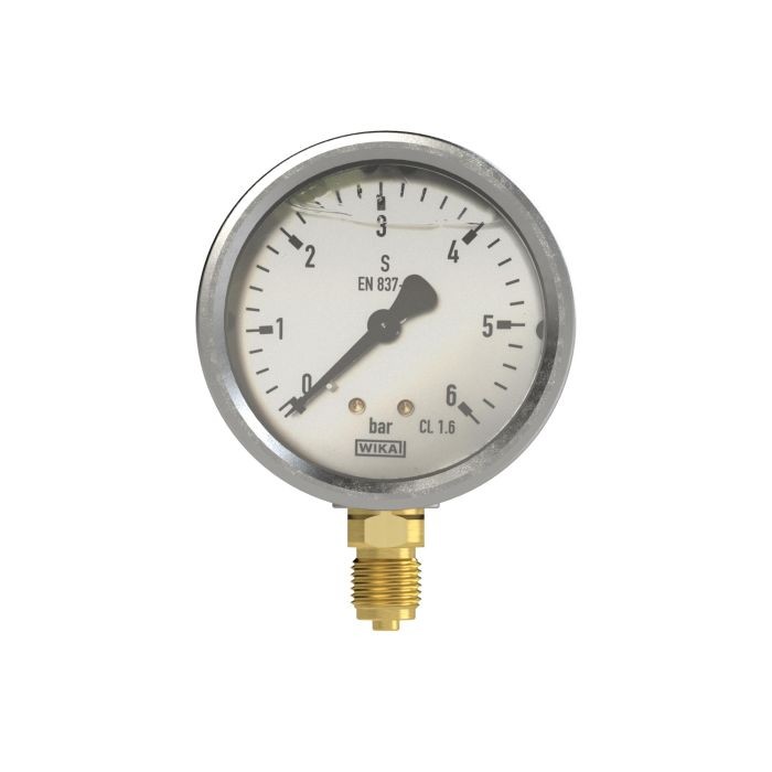 RIEGLER Glyzerinmanometer, CrNi-Stahl, G 1/4 unten, 0 - 1,0 bar, Ø 63_1