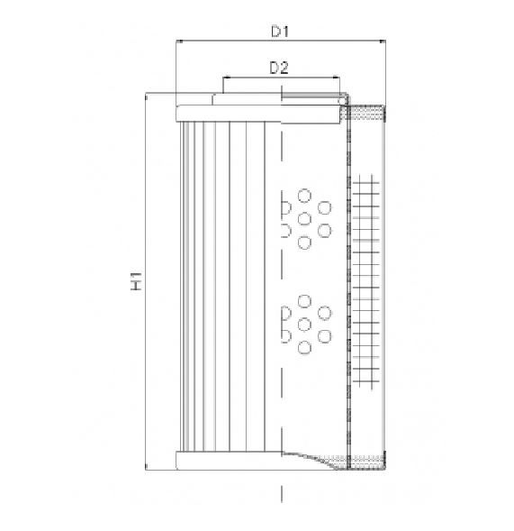 FILTREC Hydraulikfilterelement (Druckfilter) DVD20015B60V Zeichnung