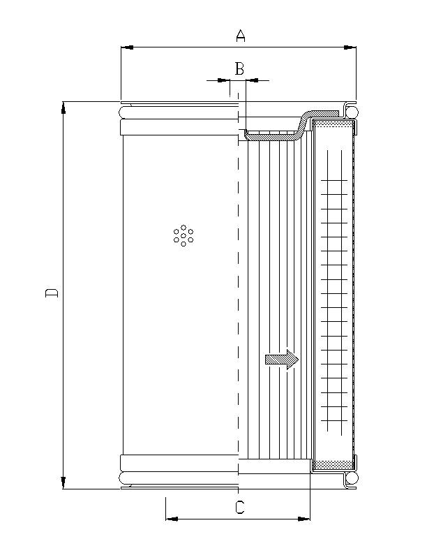 FILTREC Filterelement für Druckfilter DMD821B100B Zeichnung