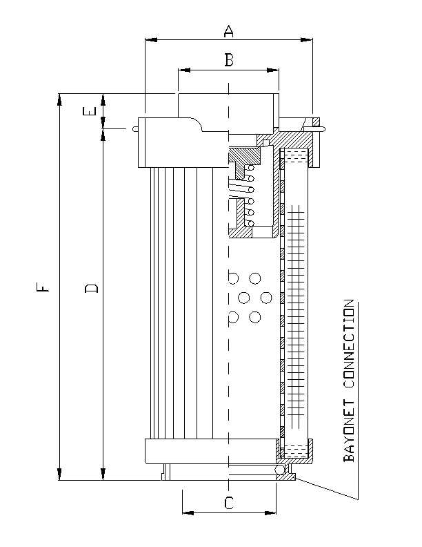 FILTREC Hydraulikfilterelement (Rücklauffilter) RHR165S25B Zeichnung